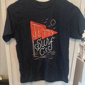 Jetty Black T-Shirt with Orange Graphic